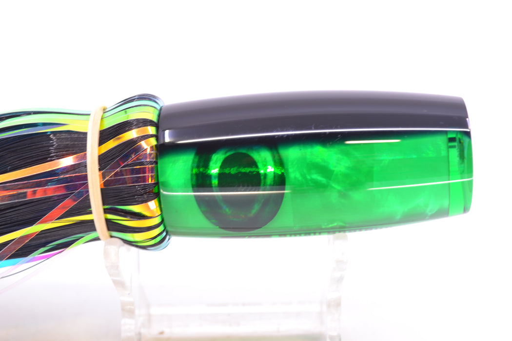 Moyes Lures Green MOP Black Back Taxi Eyes Small Shotgun 9" 2.5oz Skirted Black Hair