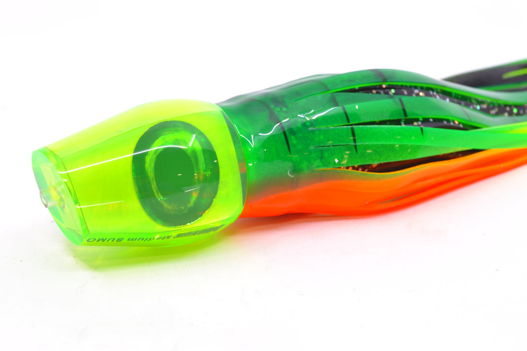 Moyes Lures Chartreuse MOP Taxi Eyes Medium Sumo 12" 6.8oz Skirted Guacamaya GZE