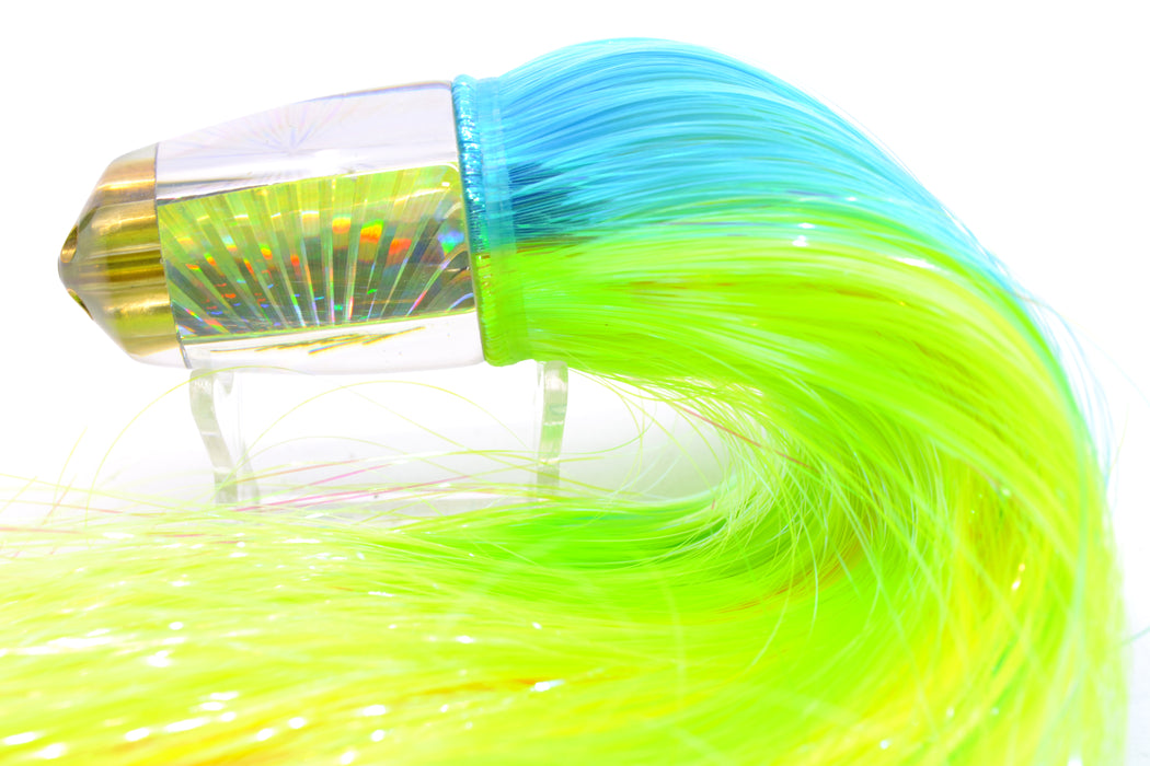 Koya Lures Silver Rainbow Starburst 4-Hole Bullet 9"+ 7oz Strobez Ice Blue-Green/Chartreuse GZE