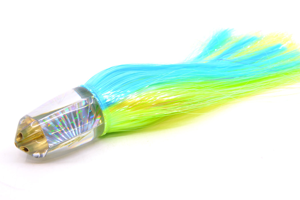 Koya Lures Silver Rainbow Starburst 4-Hole Bullet 9"+ 7oz Strobez Ice Blue-Green/Chartreuse GZE