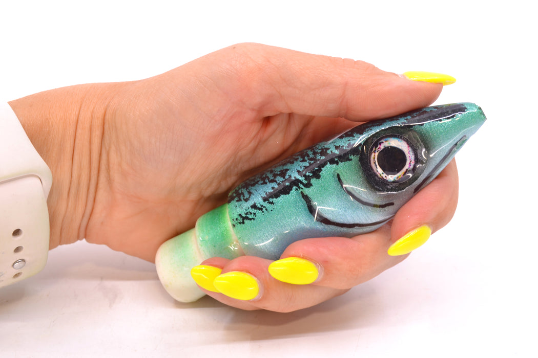 Tsutomu Lures Ice Blue Black Splatter Back Non-Jetted Kona Dragon 9"+ 6.4oz GZE