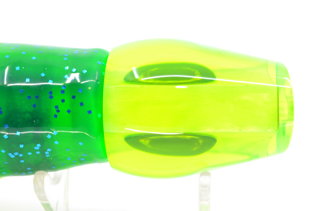Moyes Lures Chartreuse MOP Taxi Eyes Medium Sumo 12" 6.8oz Skirted Mahi GZE