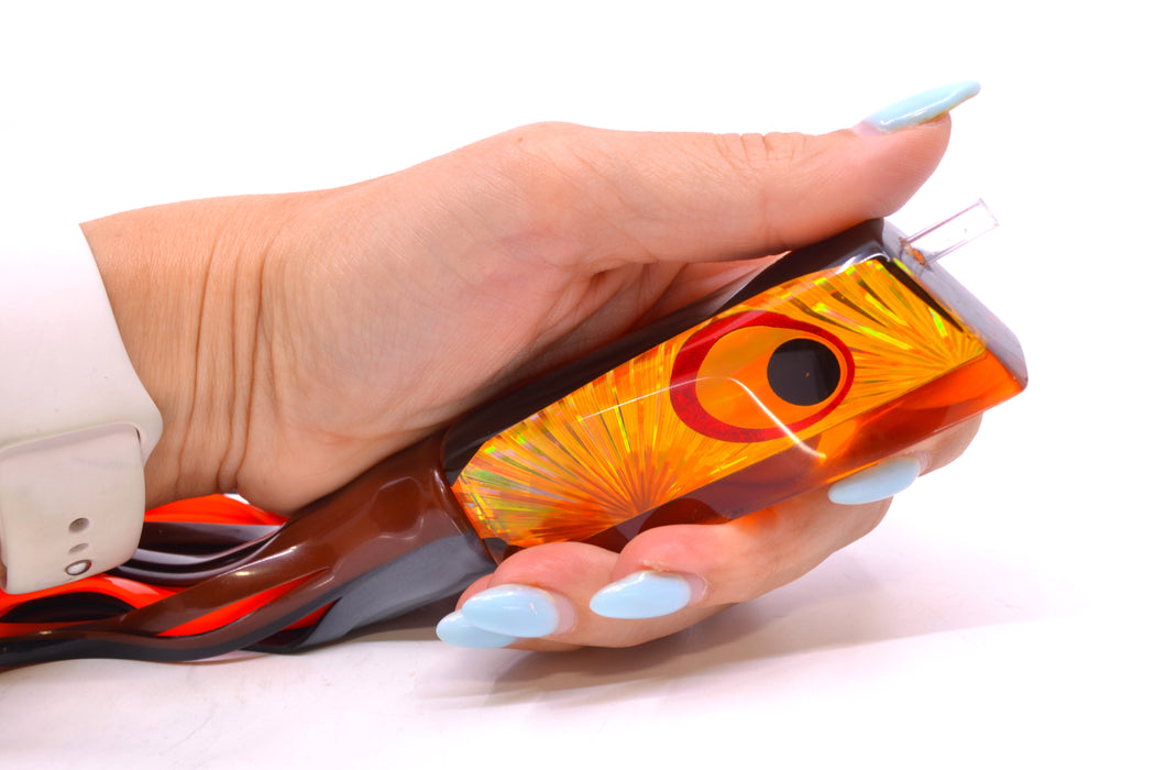 Marlinstar Orange Rainbow Starburst Medium Tomahawk G4 9"+ 5.2oz Skirted Root Beer-Silver GZE