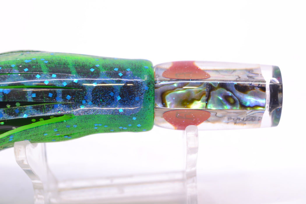 Bonze Lures Paua Shell Red Eyes Sniper 5" 1.8oz Skirted Black Dots-Blue Dots GZE