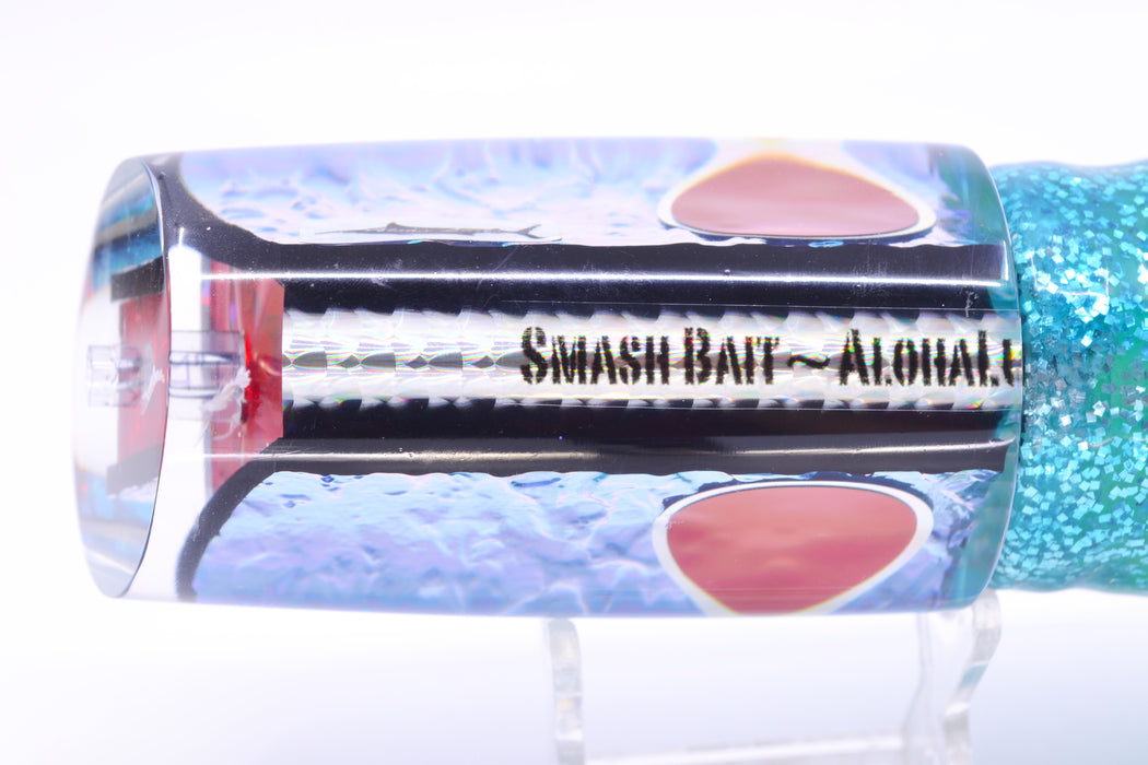 Aloha Lures Ice Blue Dichro Ice Blue Back Smash Bait 14" 13.5oz Skirted Blue/Green GZE