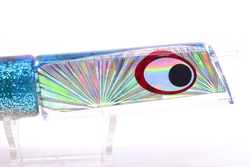 Marlinstar Silver Rainbow Starburst Blue Paua Shell Back Medium Tomahawk G4 9"+ 5.2oz Skirted GZE
