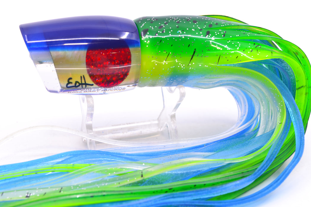 Marlin Magic Lures Golden MOP Blue Back Red Eyes Baby Ruckus 10" 6.5oz Skirted