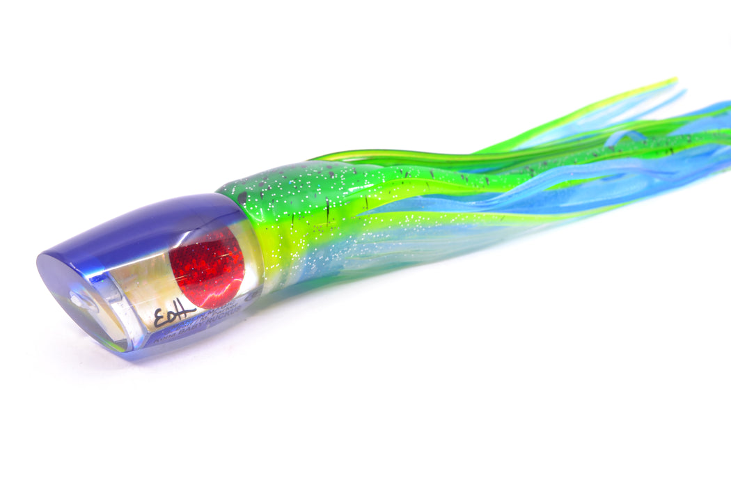Marlin Magic Lures Golden MOP Blue Back Red Eyes Baby Ruckus 10" 6.5oz Skirted