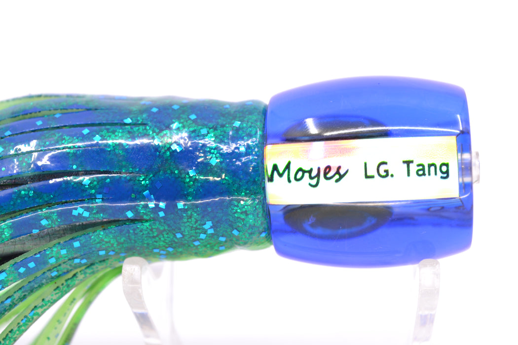 Moyes Lures Paua Shell Blue Back Taxi Eyes Large Tang 9" 3oz Skirted Black Dots-Blue Dots