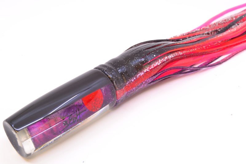 Marlin Magic Purple MOP Black Back Medium Hard Head 9" 5oz Skirted Black-Red-Purple