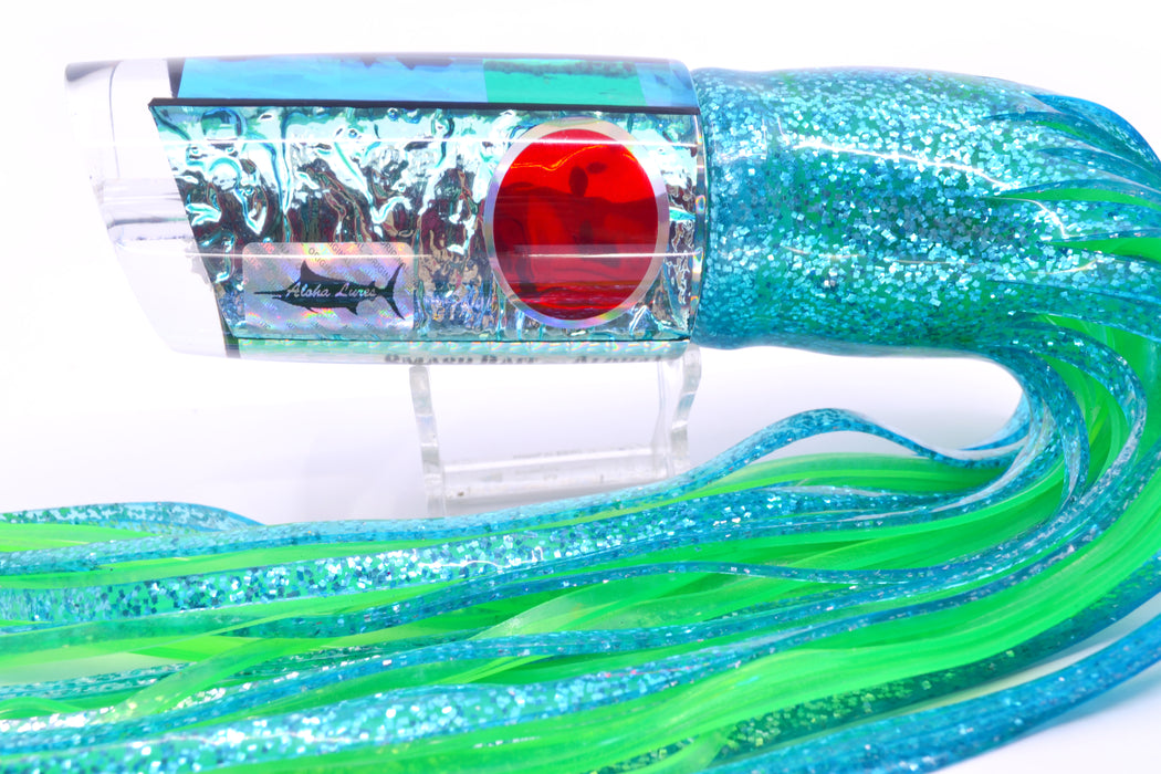Aloha Lures Ice Blue Dichro Ice Blue Back Smash Bait 14" 13.5oz Skirted Blue/Green GZE