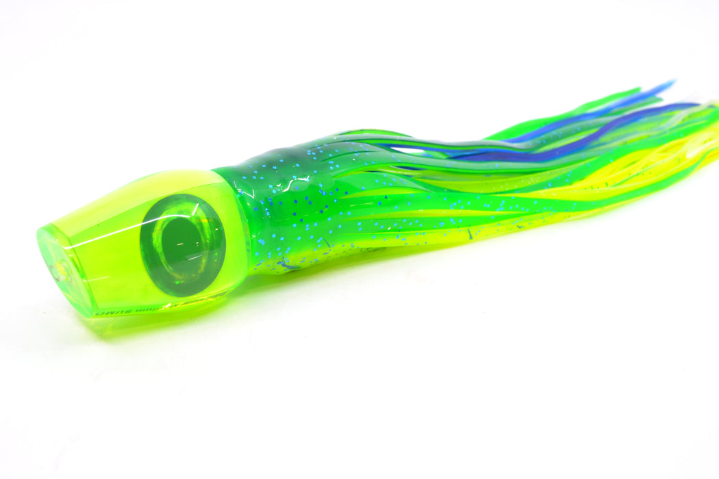 Moyes Lures Chartreuse MOP Taxi Eyes Medium Sumo 12" 6.8oz Skirted Mahi GZE