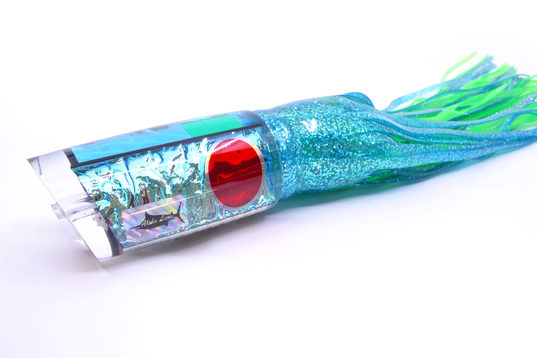 Aloha Lures Ice Blue Dichro Ice Blue Back Smash Bait 14" 13.5oz Skirted Blue/Green GZE