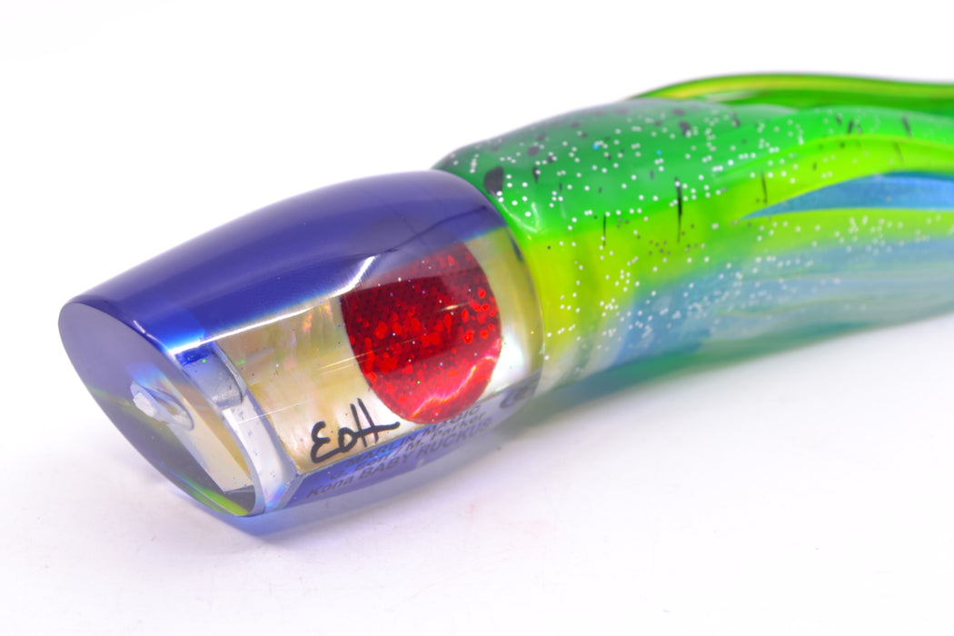 Marlin Magic Lures Golden MOP Blue Back Red Eyes Baby Ruckus 10" 6.5oz Skirted