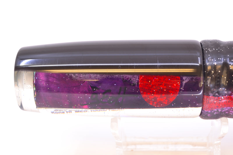 Marlin Magic Purple MOP Black Back Medium Hard Head 9" 5oz Skirted Black-Red-Purple