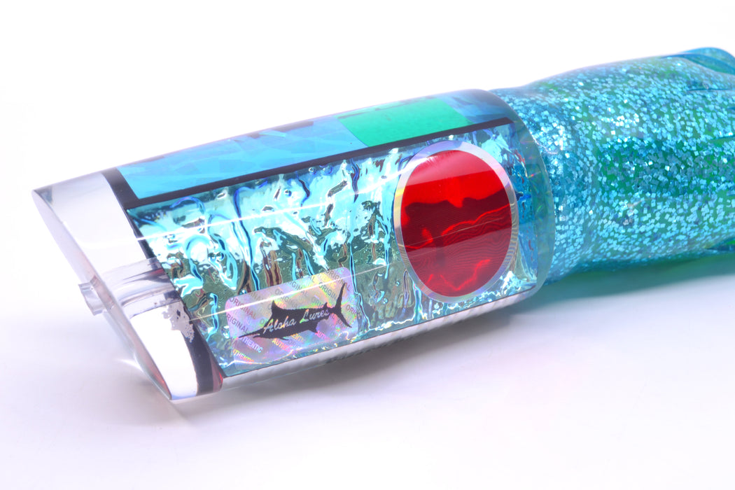 Aloha Lures Ice Blue Dichro Ice Blue Back Smash Bait 14" 13.5oz Skirted Blue/Green GZE