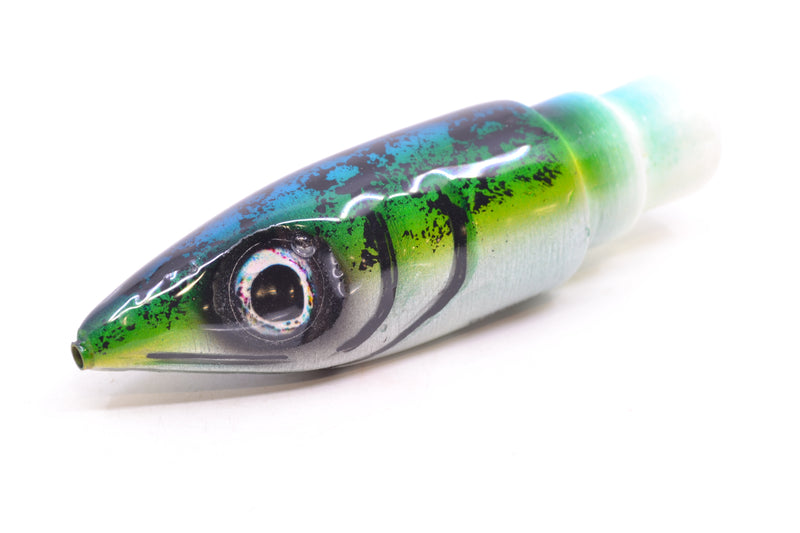 Tsutomu Lures Blue-Green-Yellow Black Splatter Back Non-Jetted Kona Dragon 9"+ 6.4oz