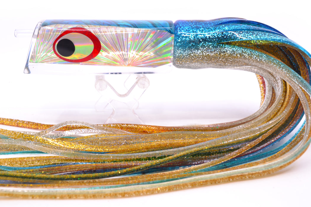 Marlinstar Silver Rainbow Starburst Blue Paua Shell Back Medium Tomahawk G4 9"+ 5.2oz Skirted GZE