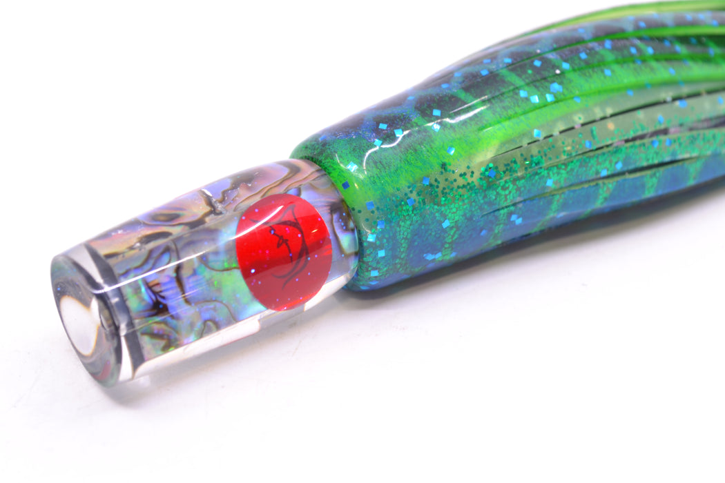 Bonze Lures Paua Shell Red Eyes Sniper 5" 1.8oz Skirted Black Dots-Blue Dots GZE