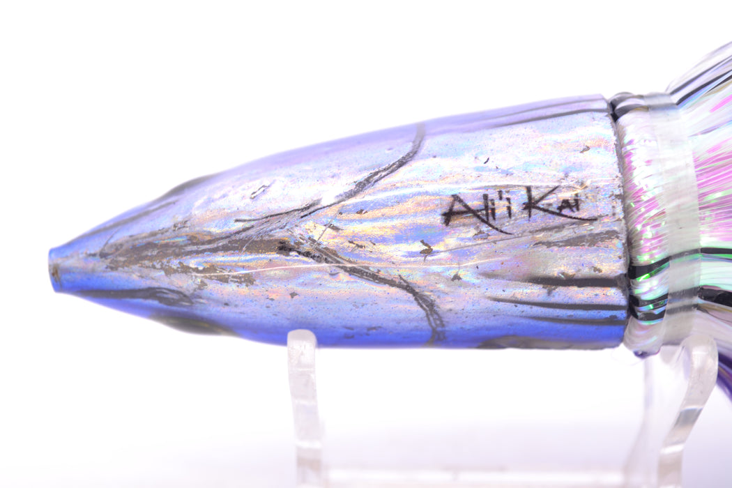 Ali'i Kai Lures Small Aku 9" 6oz EZ Flash Black-Purple Stripes-White with Aku Stripes