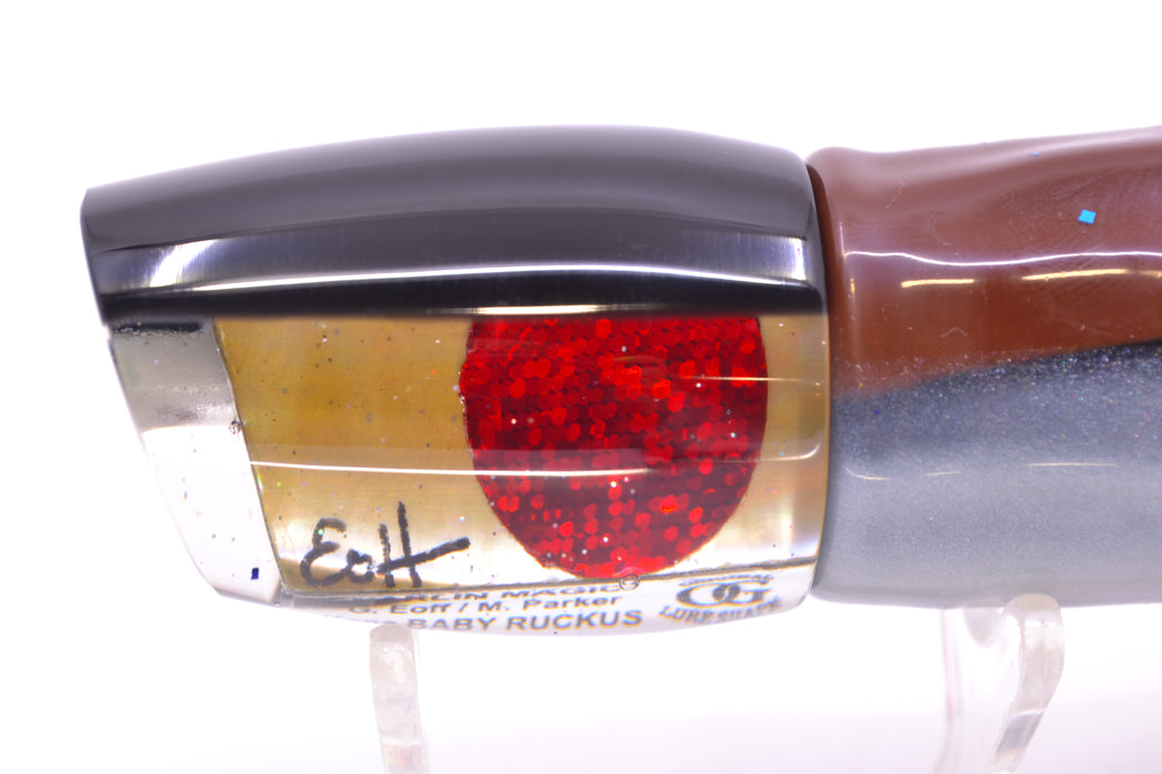 Marlin Magic Lures Golden MOP Black Back Red Eyes Baby Ruckus 10" 6.5oz Skirted