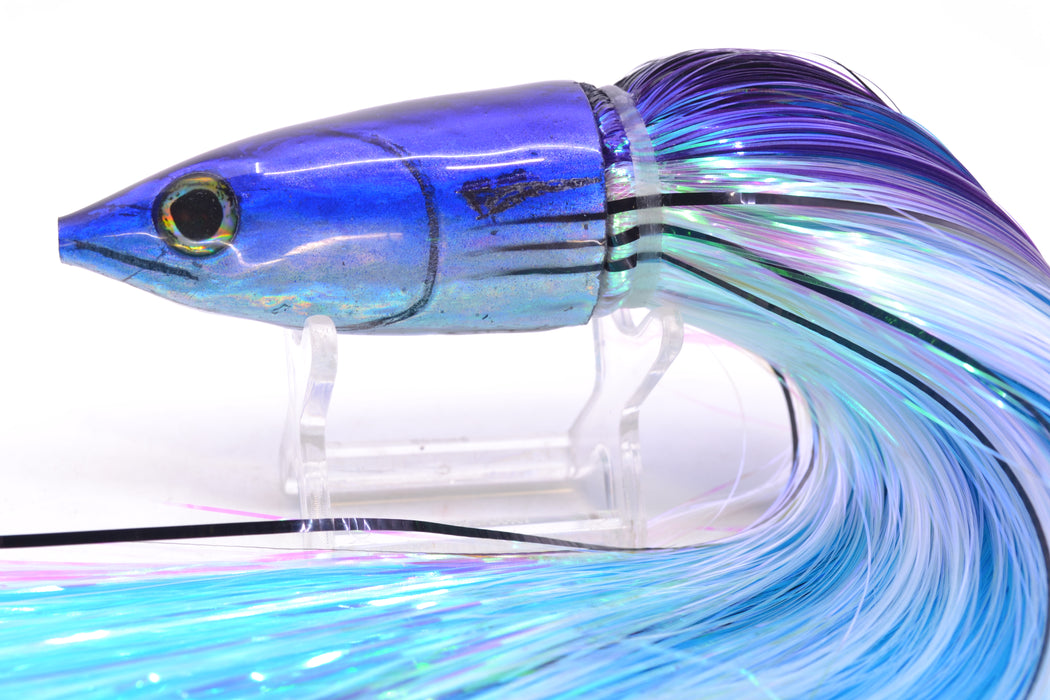 Ali'i Kai Lures Small Aku 9" 6oz EZ Flash Black-Purple Stripes-White with Aku Stripes