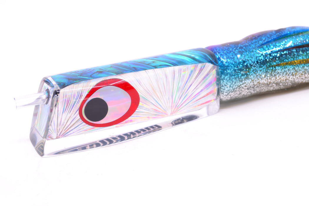 Marlinstar Silver Rainbow Starburst Blue Paua Shell Back Medium Tomahawk G4 9"+ 5.2oz Skirted GZE