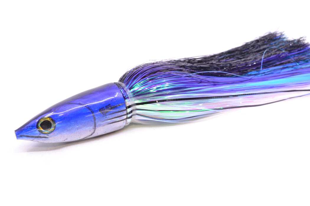 Ali'i Kai Lures Small Aku 9" 6oz EZ Flash Black-Purple Stripes-White with Aku Stripes