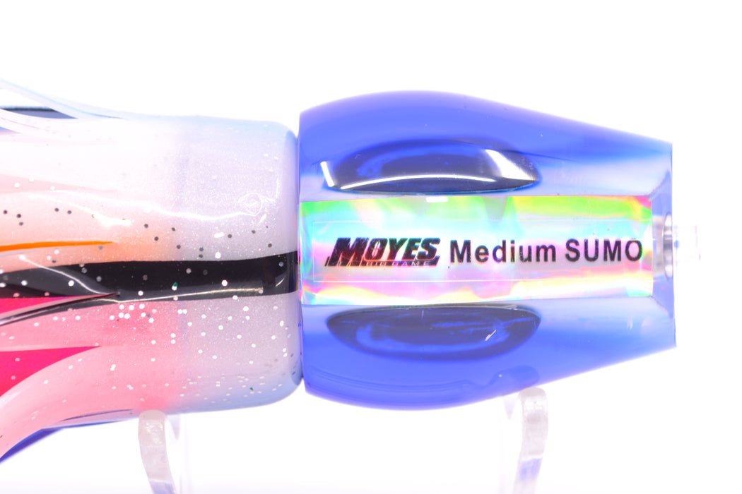 Moyes Lures White MOP Blue Back Taxi Eyes Medium Sumo 12" 6.8oz Skirted Gay Bob GZE