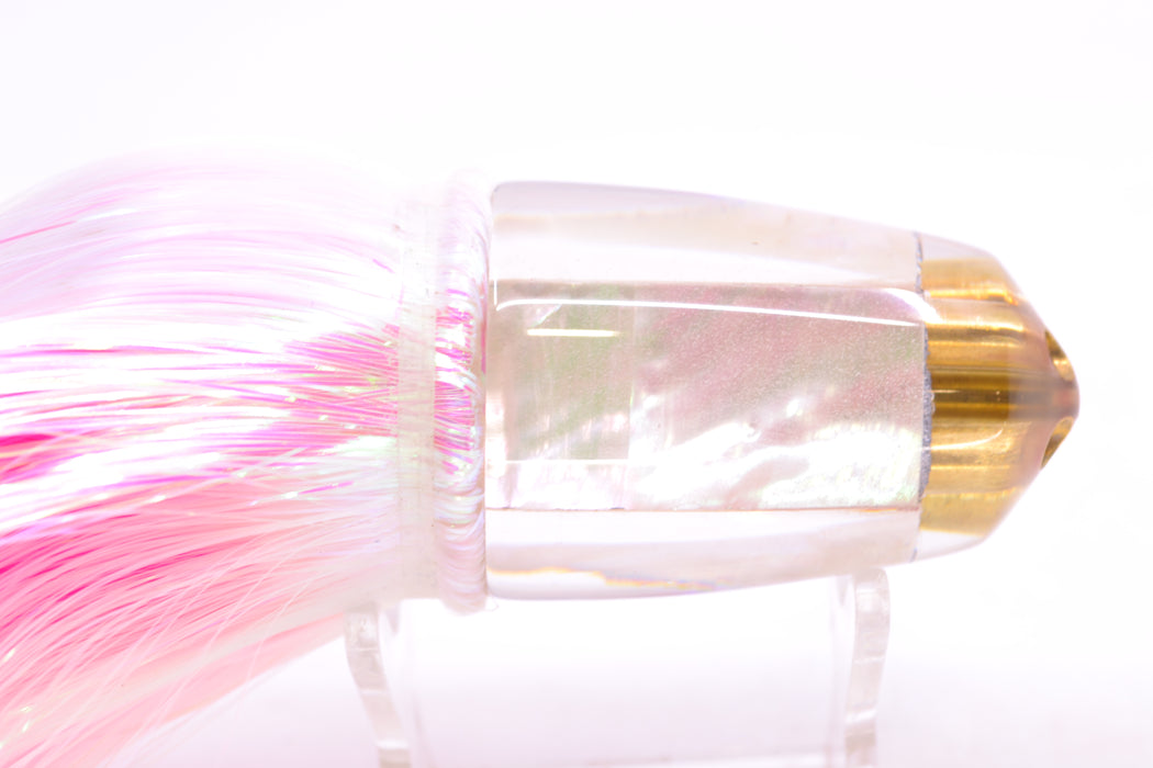 Koya Lures White MOP 4-Hole Bullet 9"+ 7oz Strobez White/Pink GZE