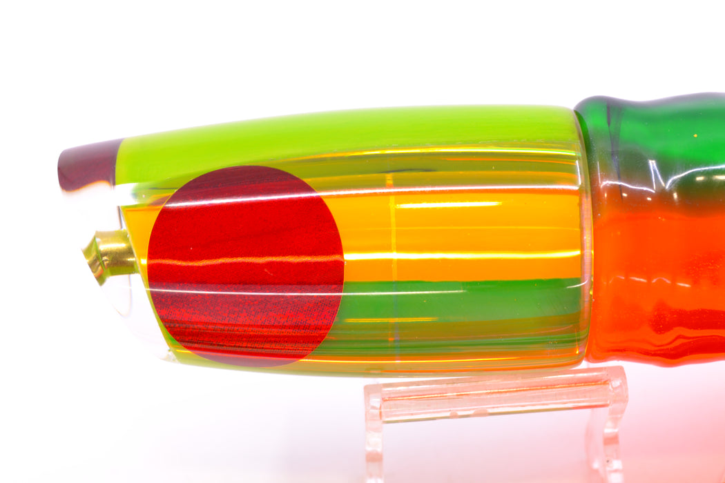 Koya Lures Mirrored Rainbow Green Pearl Medium Poi Dog 14" 11oz Skirted Guacamaya GZE