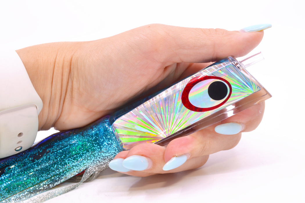Marlinstar Silver Rainbow Starburst Blue Paua Shell Back Medium Tomahawk G4 9"+ 5.2oz Skirted GZE
