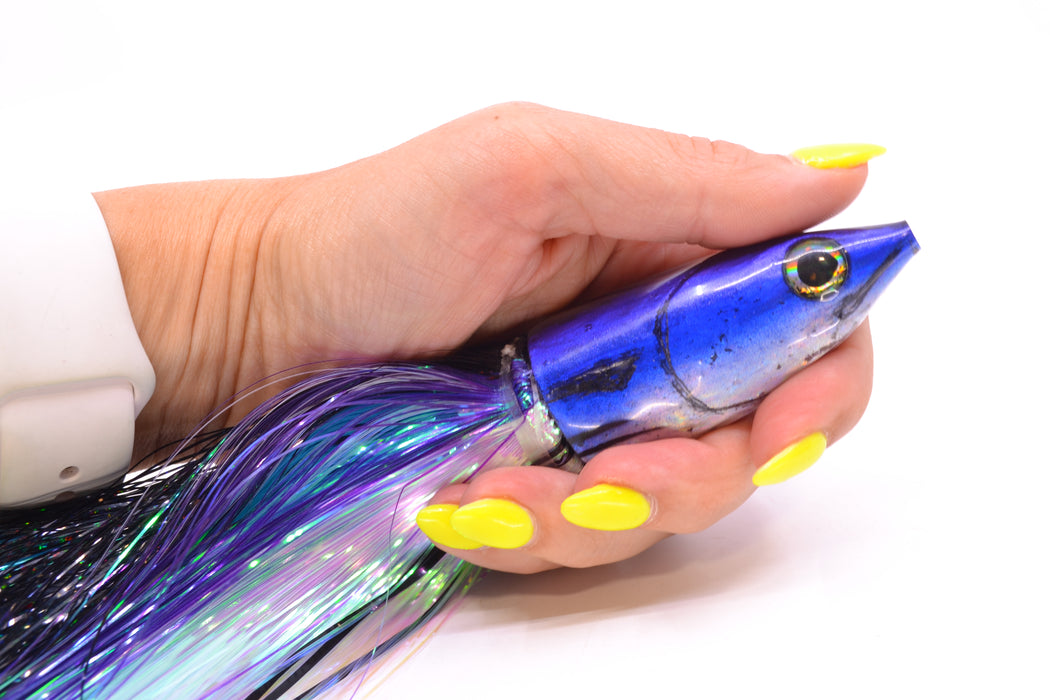Ali'i Kai Lures Small Aku 9" 6oz EZ Flash Black-Purple Stripes-White with Aku Stripes