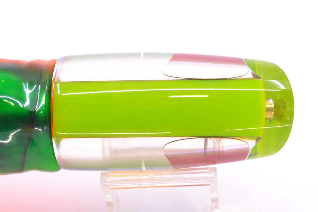 Koya Lures Mirrored Rainbow Green Pearl Medium Poi Dog 14" 11oz Skirted Guacamaya GZE