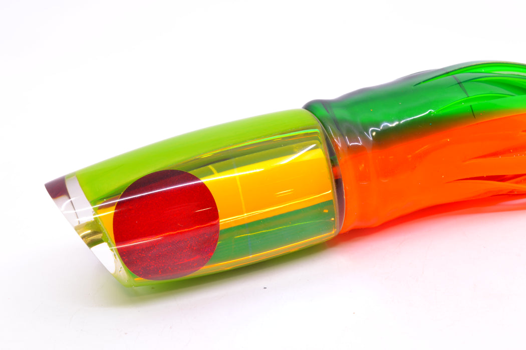 Koya Lures Mirrored Rainbow Green Pearl Medium Poi Dog 14" 11oz Skirted Guacamaya GZE