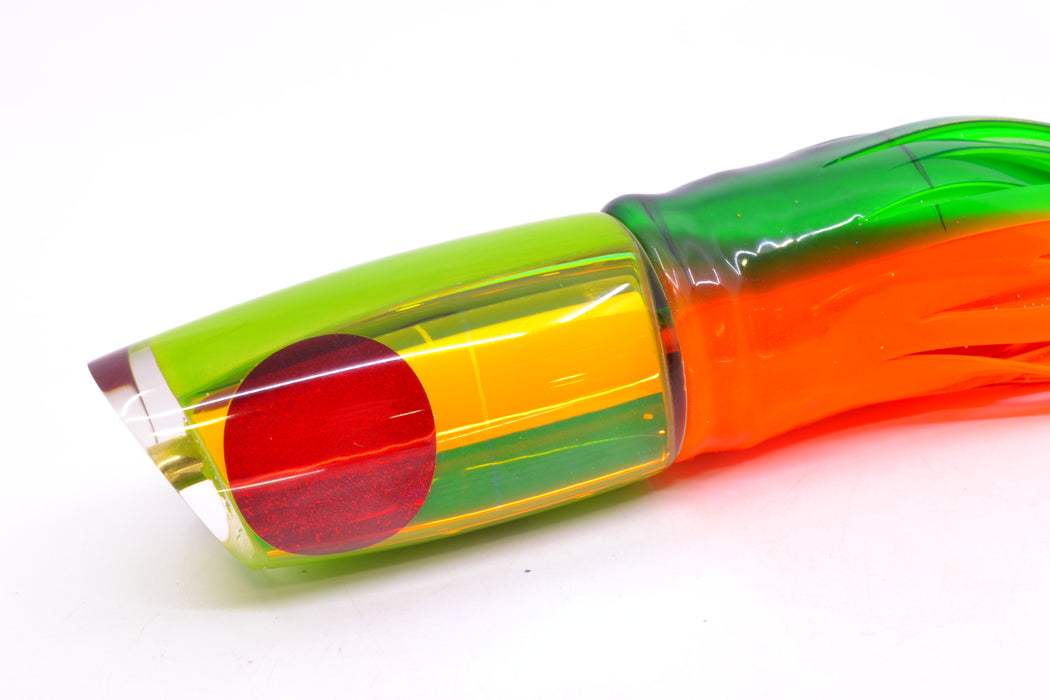 Koya Lures Mirrored Rainbow Green Pearl Medium Poi Dog 14" 11oz Skirted Guacamaya GZE