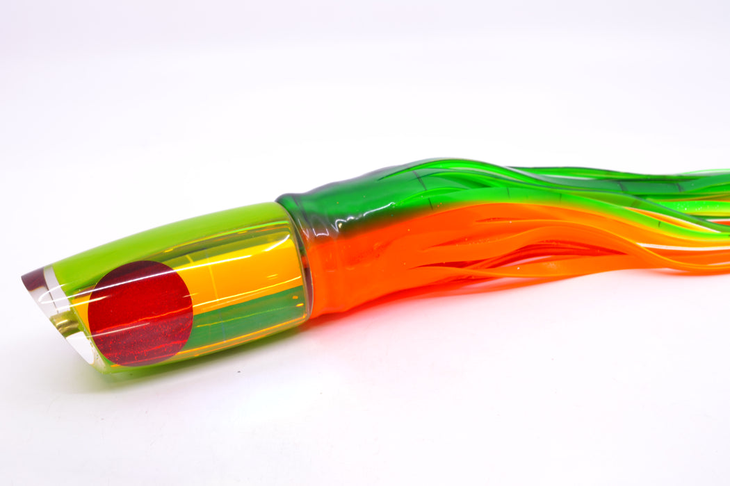 Koya Lures Mirrored Rainbow Green Pearl Medium Poi Dog 14" 11oz Skirted Guacamaya GZE