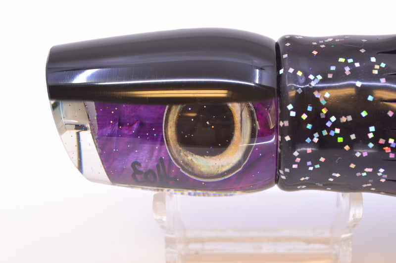 Marlin Magic Lures Purple MOP Black Back Taxi Eyes Lil Hibby 10" 7.2oz Skirted Black/Purple