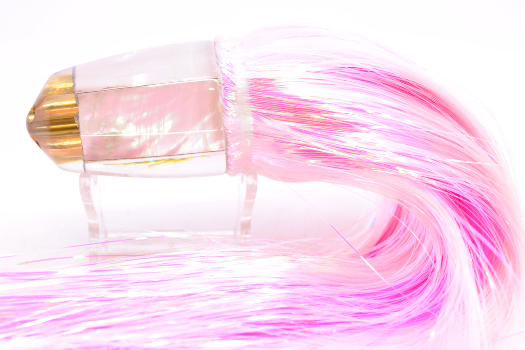 Koya Lures White MOP 4-Hole Bullet 9"+ 7oz Strobez White/Pink GZE