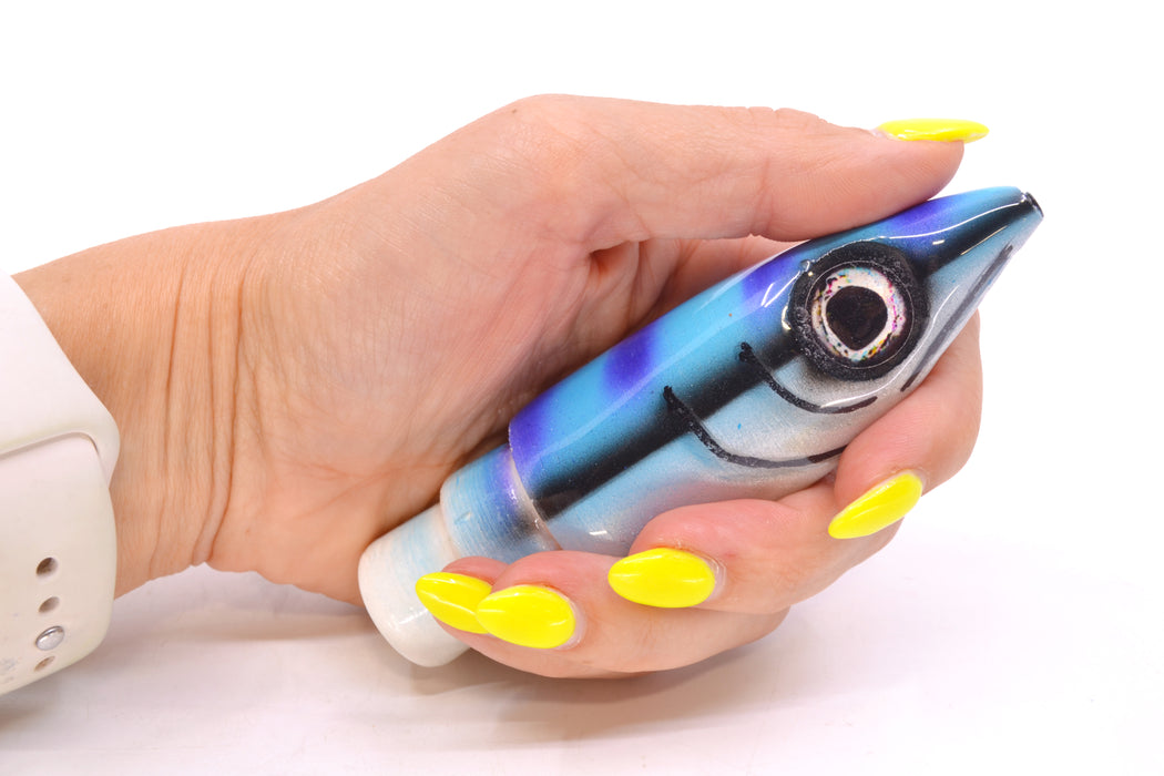 Tsutomu Lures Blue & Purple Bars-Black Line Non-Jetted Kona Dragon 9"+ 6.4oz GZE