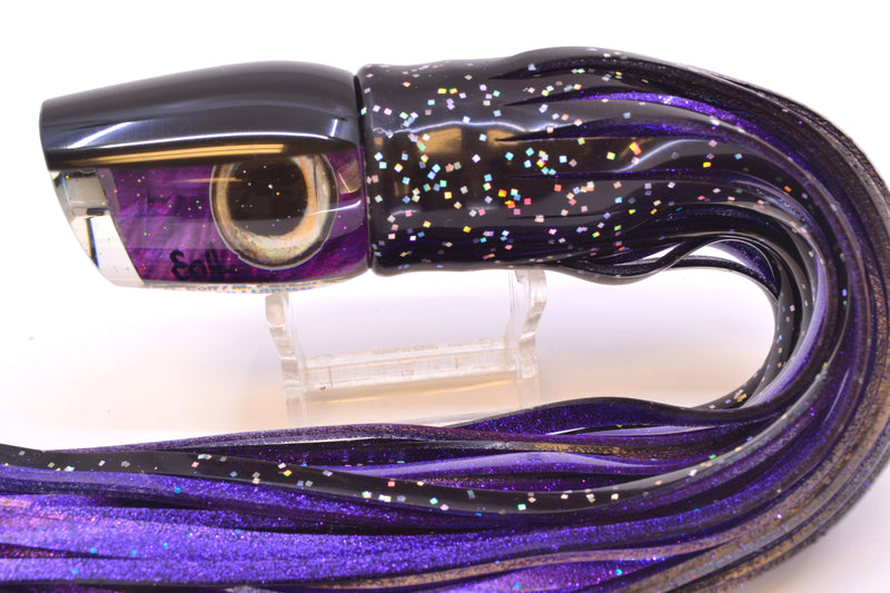 Marlin Magic Lures Purple MOP Black Back Taxi Eyes Lil Hibby 10" 7.2oz Skirted Black/Purple