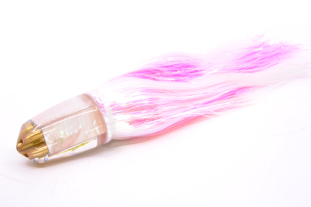 Koya Lures White MOP 4-Hole Bullet 9"+ 7oz Strobez White/Pink GZE