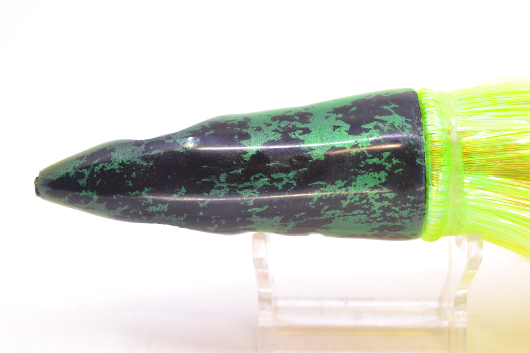 Tsutomu Lures Green-Yellow-Orange Black Splatter Back Non-Jetted Kona Dragon 9"+ 8oz Strobez GZE