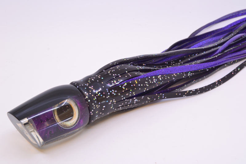 Marlin Magic Lures Purple MOP Black Back Taxi Eyes Lil Hibby 10" 7.2oz Skirted Black/Purple