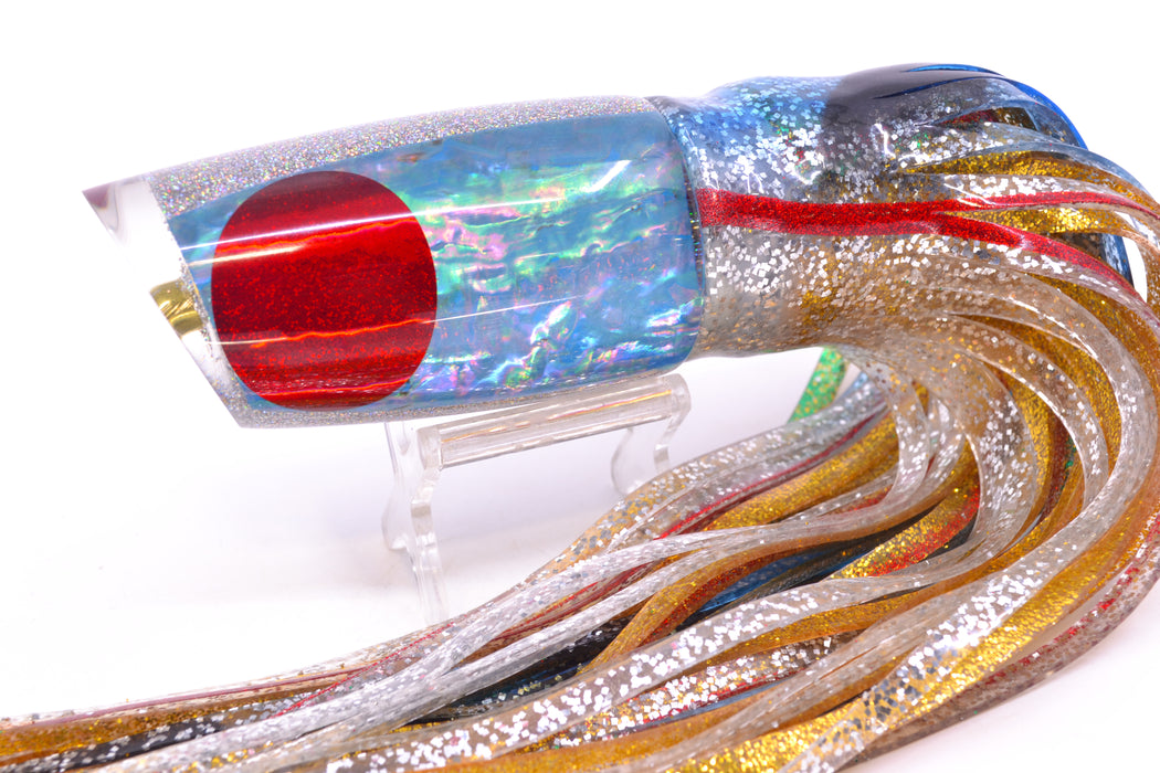 Koya Lures Ice Blue Awabi Holo Glitter Pearl Medium Poi Dog 14" 11oz Skirted Evil
