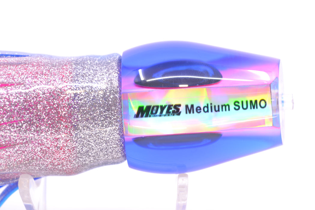 Moyes Lures Pink MOP Blue Back Taxi Eyes Medium Sumo 12" 6.8oz Skirted Blue-Silver GZE