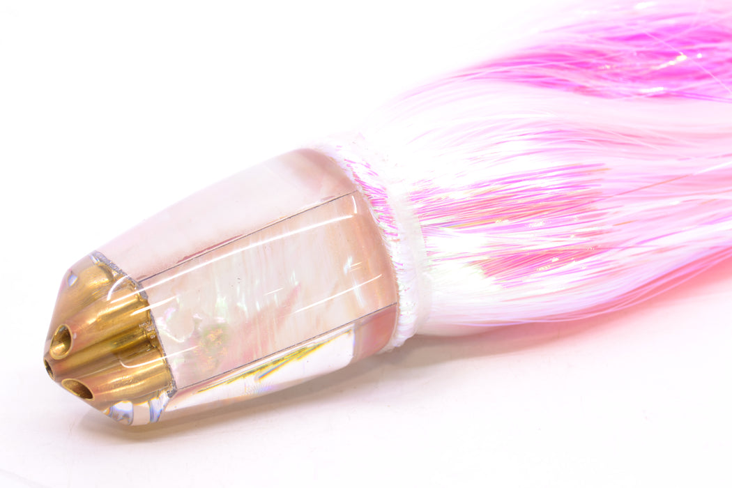 Koya Lures White MOP 4-Hole Bullet 9"+ 7oz Strobez White/Pink GZE