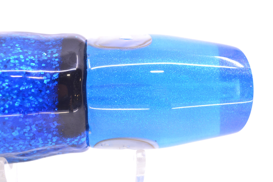 Joe Yee Lures by KEGZ Blue Pearl Real Shell Eyes Apollo 12" 7.4oz Skirted Black & Blue Bars GZE