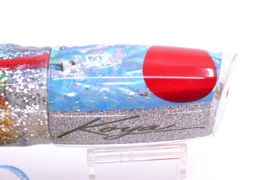 Koya Lures Ice Blue Awabi Holo Glitter Pearl Medium Poi Dog 14" 11oz Skirted Evil