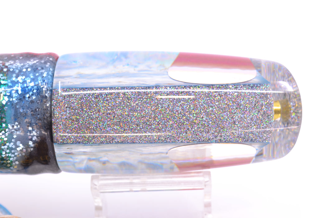 Koya Lures Ice Blue Awabi Holo Glitter Pearl Medium Poi Dog 14" 11oz Skirted Evil